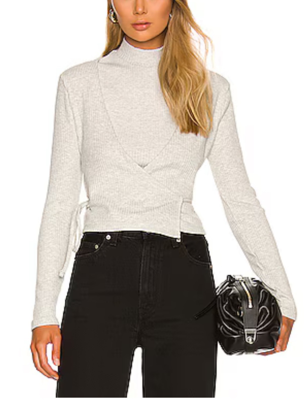 Levi's Light Gray Wrap-Front Long Sleeve Top
